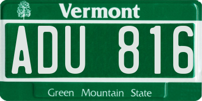 VT license plate ADU816