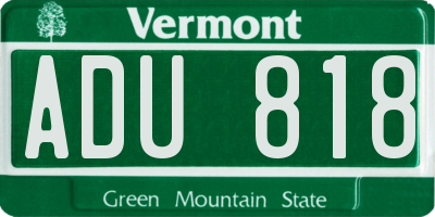 VT license plate ADU818