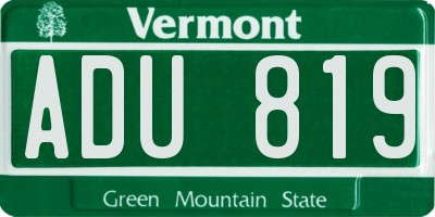VT license plate ADU819