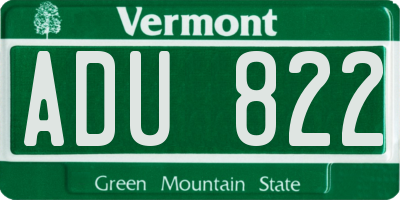 VT license plate ADU822