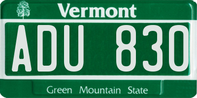 VT license plate ADU830