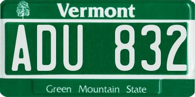 VT license plate ADU832