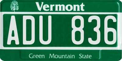 VT license plate ADU836
