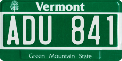 VT license plate ADU841