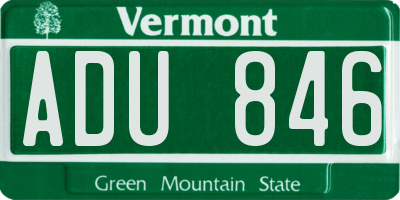 VT license plate ADU846