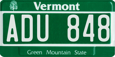 VT license plate ADU848