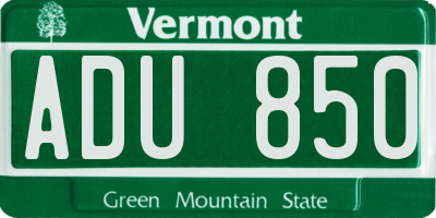 VT license plate ADU850