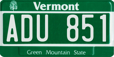 VT license plate ADU851