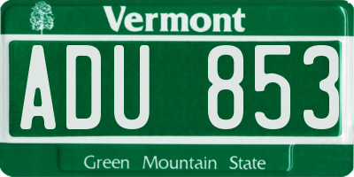 VT license plate ADU853