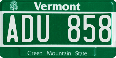 VT license plate ADU858