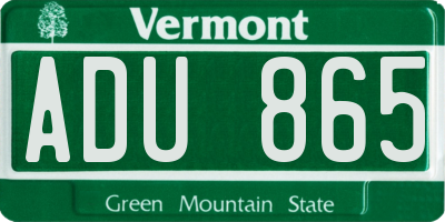 VT license plate ADU865