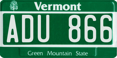 VT license plate ADU866