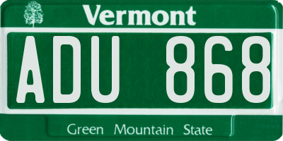 VT license plate ADU868