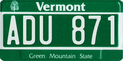 VT license plate ADU871