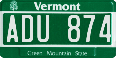 VT license plate ADU874