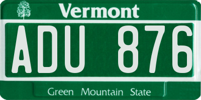 VT license plate ADU876