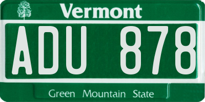 VT license plate ADU878