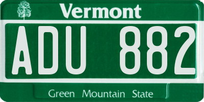 VT license plate ADU882