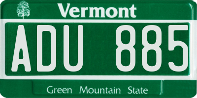 VT license plate ADU885