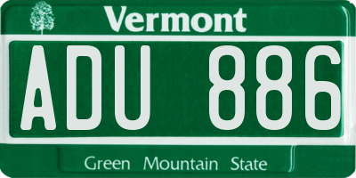 VT license plate ADU886
