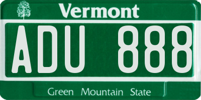 VT license plate ADU888