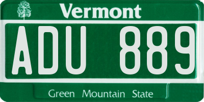 VT license plate ADU889