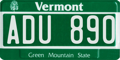 VT license plate ADU890