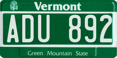 VT license plate ADU892