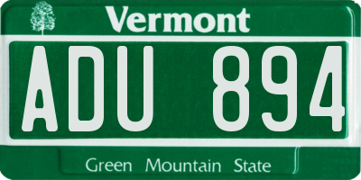 VT license plate ADU894