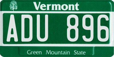 VT license plate ADU896