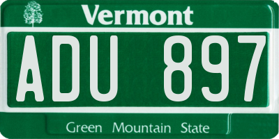 VT license plate ADU897