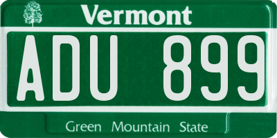 VT license plate ADU899