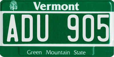 VT license plate ADU905