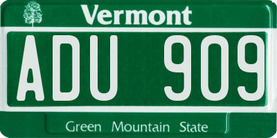 VT license plate ADU909