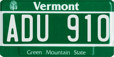 VT license plate ADU910