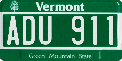 VT license plate ADU911