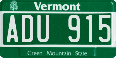 VT license plate ADU915