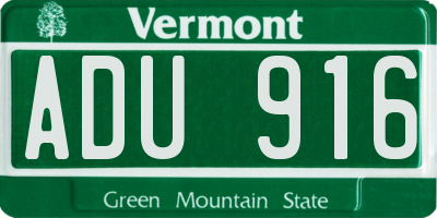 VT license plate ADU916