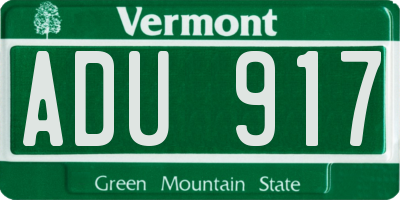VT license plate ADU917