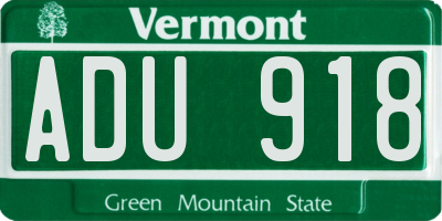 VT license plate ADU918