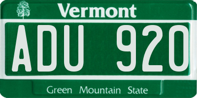VT license plate ADU920
