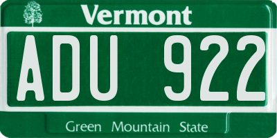 VT license plate ADU922