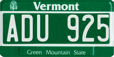 VT license plate ADU925