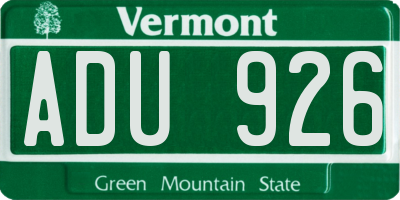 VT license plate ADU926