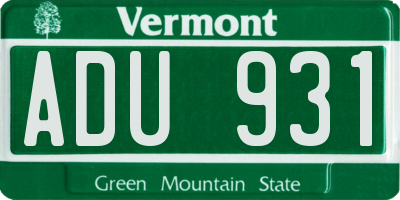 VT license plate ADU931