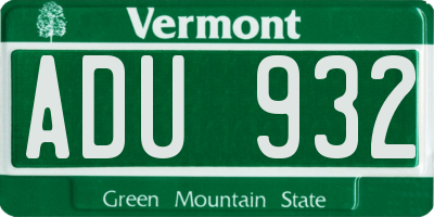 VT license plate ADU932