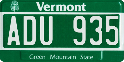 VT license plate ADU935
