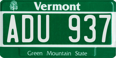 VT license plate ADU937