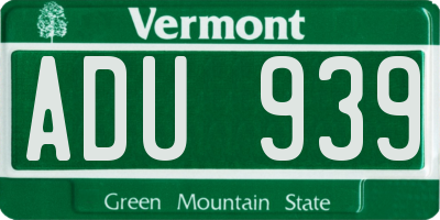 VT license plate ADU939