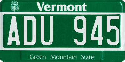 VT license plate ADU945